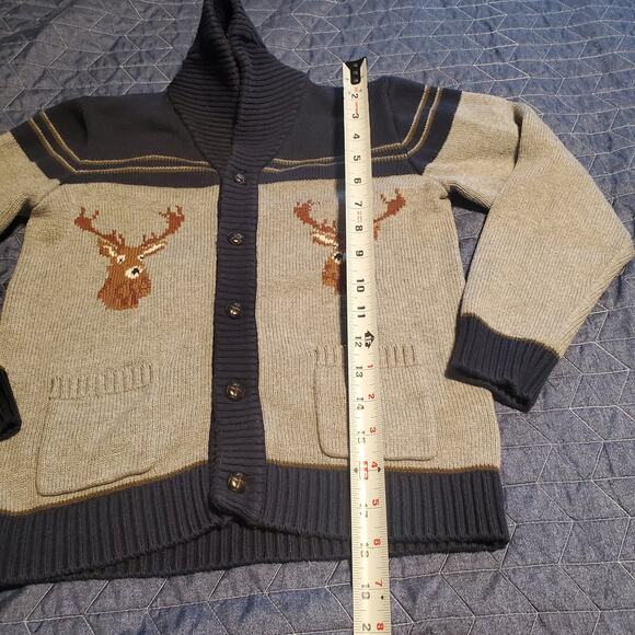 Janie & Jack Size 8 Reindeer Sweater Shawl Neck Cardigan Holiday Winter Preppy - Picture 7 of 8